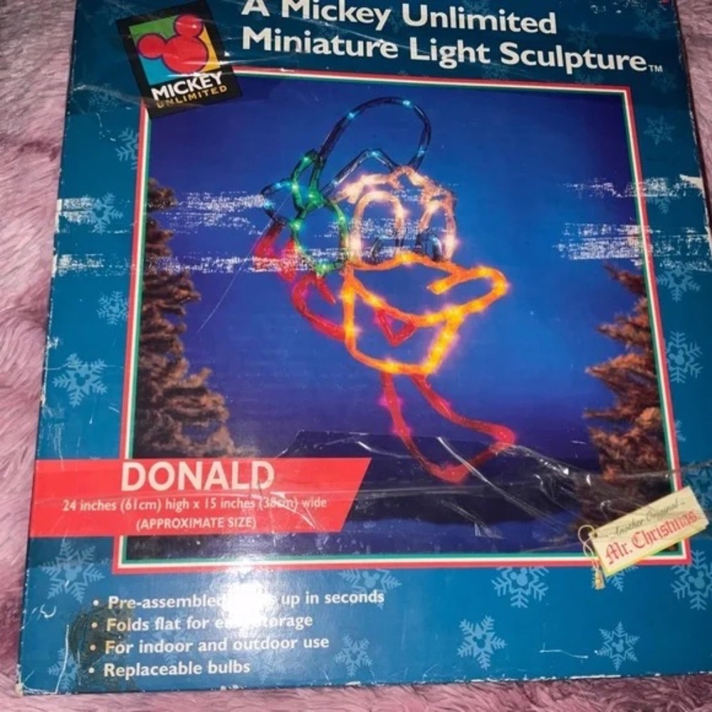 Mr Christmas Mickey Unlimited Donald Duck 24"light sculpture FAST SHIP!!